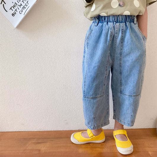 Pantalones Vaqueros Retro Niña Cintura Alta Pierna Ancha Corte Relajado - Image 12