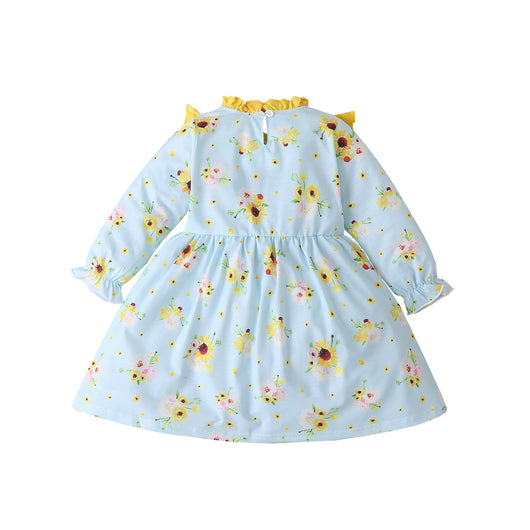 Vestido Largo Princesa Niña con Estampado de Girasoles y Manga Larga - Image 10