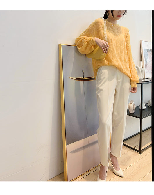 Suéter Tejido Fino Oversized Cuello Redondo Calado - Image 14
