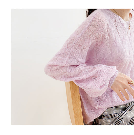 Suéter Tejido Fino Oversized Cuello Redondo Calado - Image 27