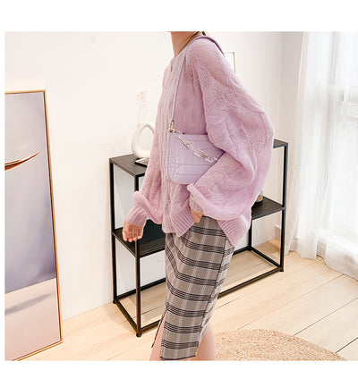 Suéter Tejido Fino Oversized Cuello Redondo Calado - Image 30