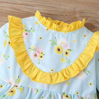 Vestido Largo Princesa Niña con Estampado de Girasoles y Manga Larga - Image 11