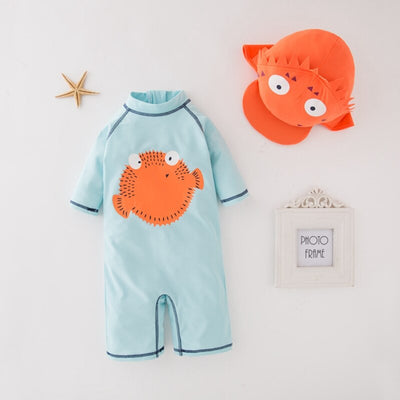 Traje de Baño Infantil Pez Globo con Protección Solar y Gorro - Conjunto 2 Piezas - Image 6