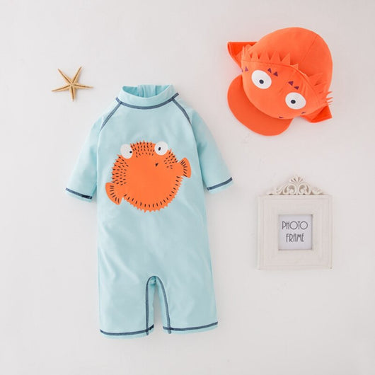 Traje de Baño Infantil Pez Globo con Protección Solar y Gorro - Conjunto 2 Piezas - Image 6