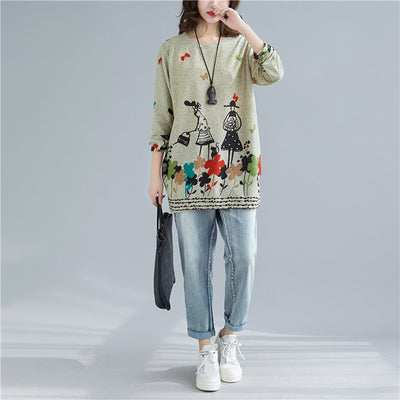 Blusa Casual Estampada Talla Grande para Mujer - Cuello Redondo - Image 9