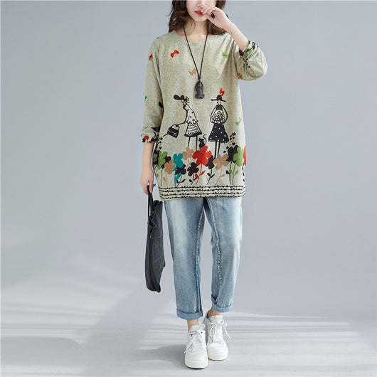 Blusa Casual Estampada Talla Grande para Mujer - Cuello Redondo - Image 9