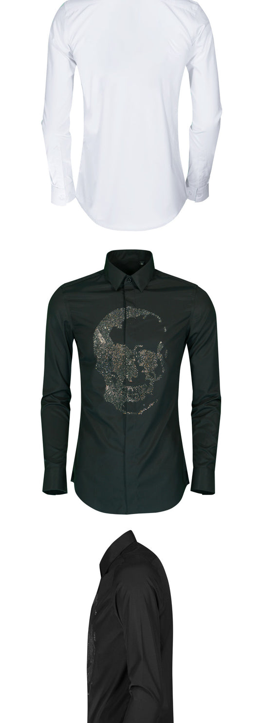 Camisa Manga Larga Calavera Diamante para Hombre - Image 11