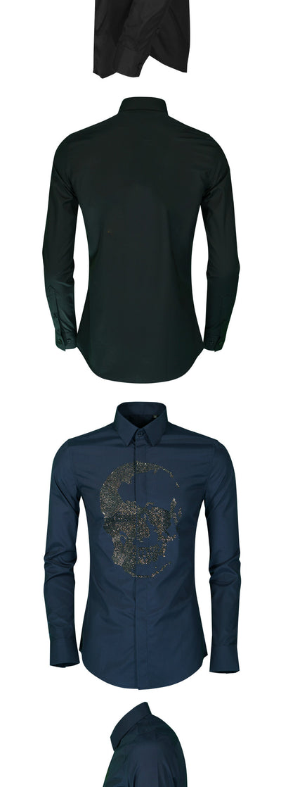 Camisa Manga Larga Calavera Diamante para Hombre - Image 12