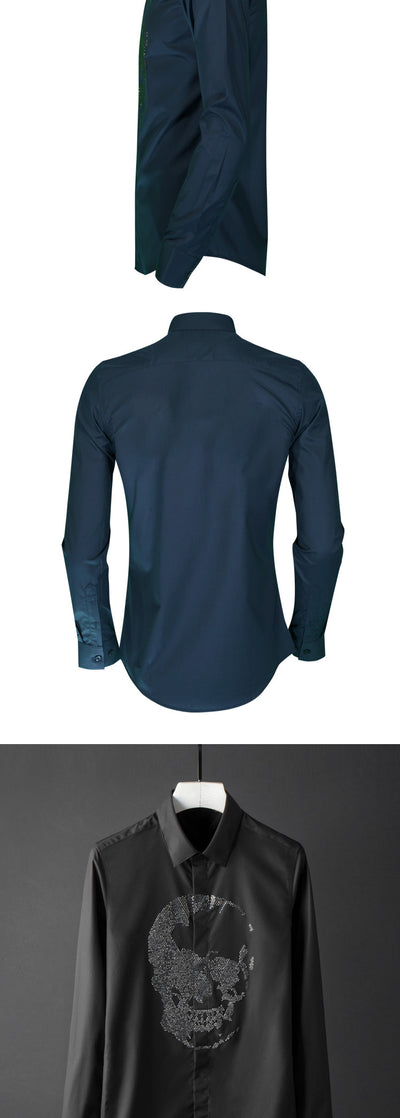 Camisa Manga Larga Calavera Diamante para Hombre - Image 13