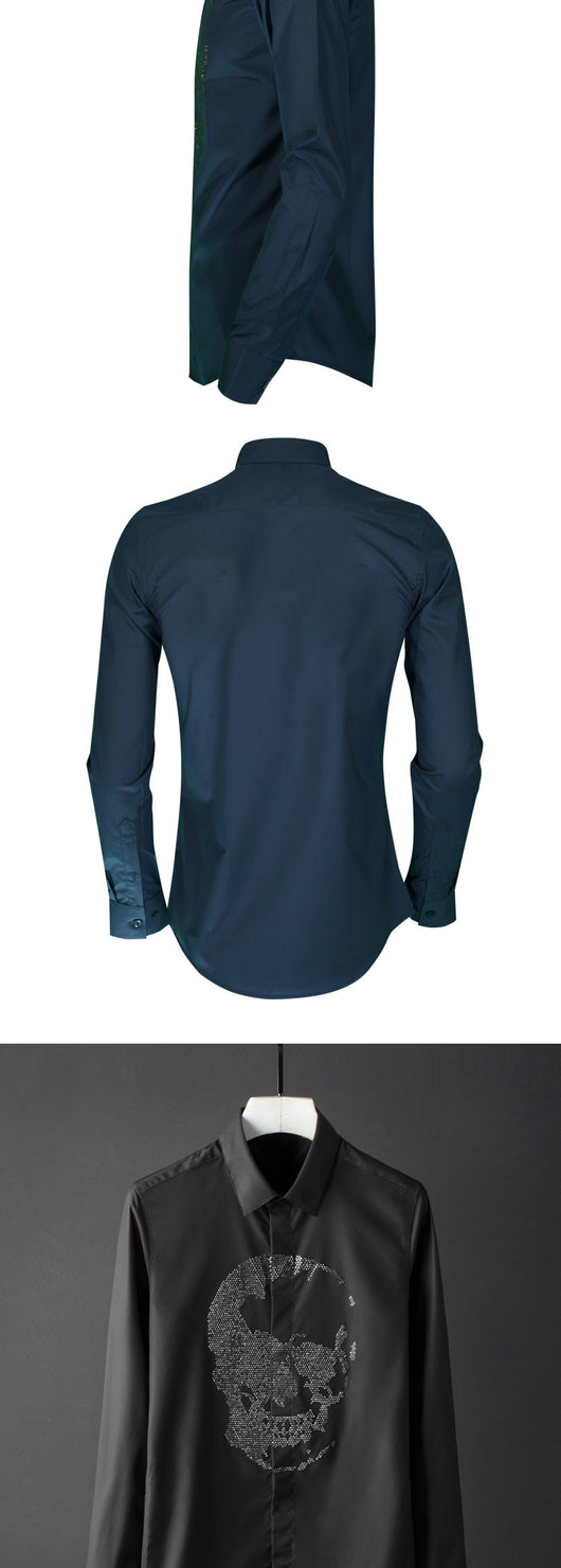 Camisa Manga Larga Calavera Diamante para Hombre - Image 13