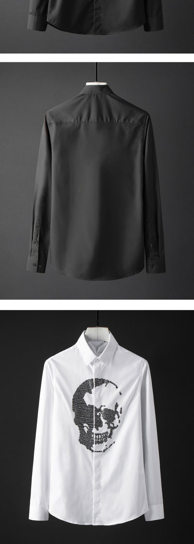 Camisa Manga Larga Calavera Diamante para Hombre - Image 14