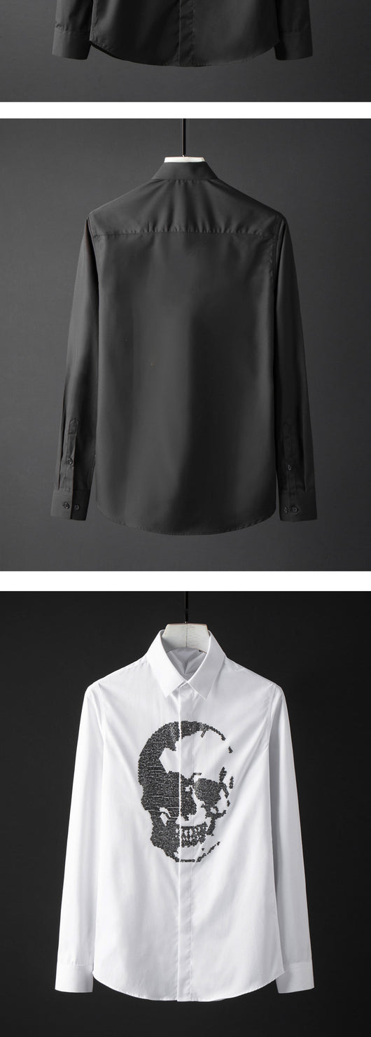Camisa Manga Larga Calavera Diamante para Hombre - Image 14