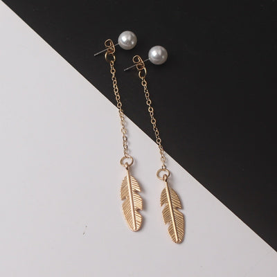 Aretes Largos de Perla con Hoja y Borla - Diseño Personalidad - Image 7
