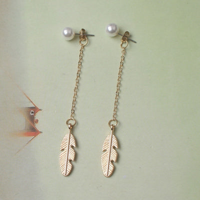 Aretes Largos de Perla con Hoja y Borla - Diseño Personalidad - Image 8