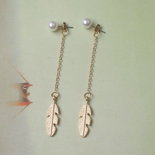 Aretes Largos de Perla con Hoja y Borla - Diseño Personalidad - Image 8