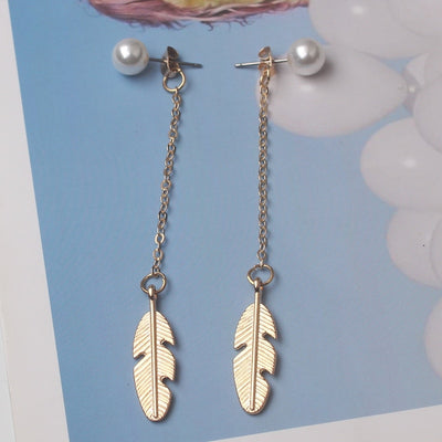 Aretes Largos de Perla con Hoja y Borla - Diseño Personalidad - Image 11