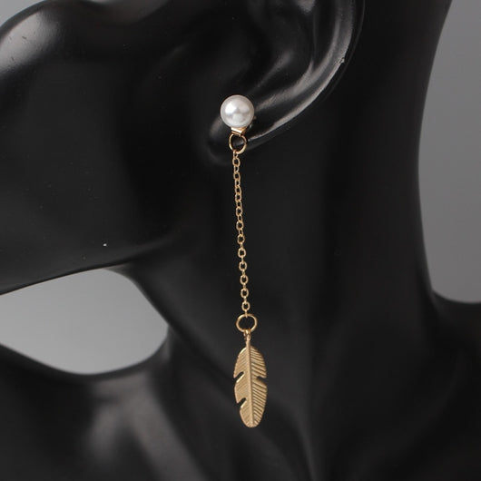 Aretes Largos de Perla con Hoja y Borla - Diseño Personalidad - Image 13