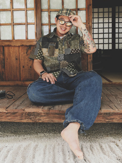 Camisa Japonesa de Algodón Verde Café - Diseño Floral Anacardo Unisex - Image 6