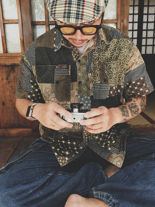 Camisa Japonesa de Algodón Verde Café - Diseño Floral Anacardo Unisex - Image 9