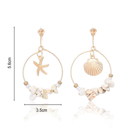 Aretes Estrella de Cinco Puntas en Metal Salvaje con Concha Marina - Image 11