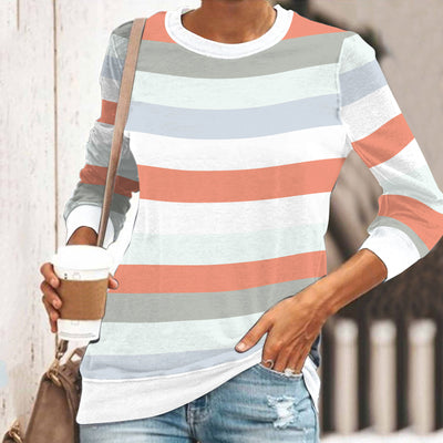 Camiseta Manga Larga Casual con Rayas - Cuello Redondo Impresión 3D - Image 10