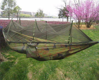 Hamaca Camping Doble con Red Antimosquitos - Paracaídas Portátil Verde Militar - Image 54