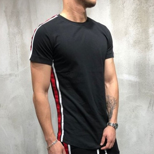 Playera Rayas Paneles Cuello Redondo Manga Corta - Image 11
