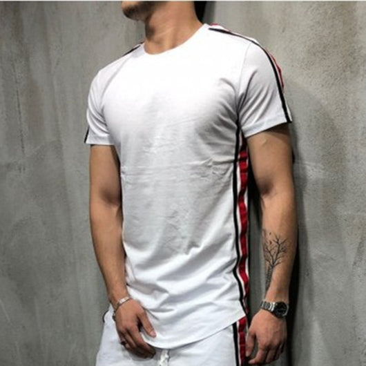 Playera Rayas Paneles Cuello Redondo Manga Corta - Image 13