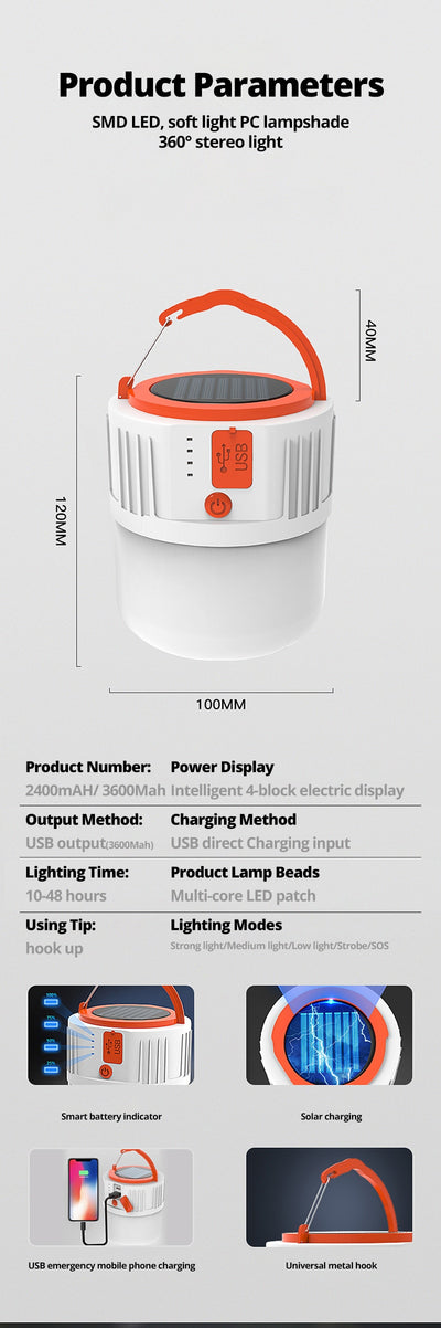 Lámpara Solar LED Recargable para Exteriores - Image 9