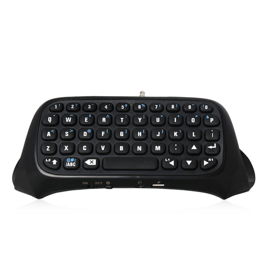 Black Bluetooth gamepad keyboard attachment for PS4 controllers, featuring a full QWERTY layout for easy text input. - Image 7
