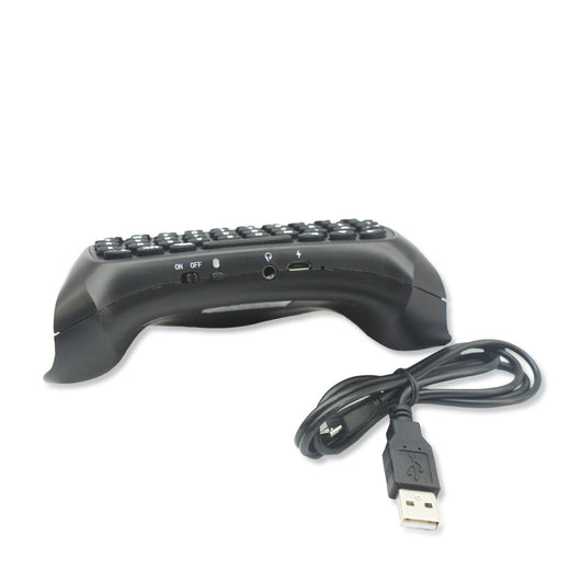 Black Bluetooth gamepad keyboard attachment for PS4 controllers, featuring a full QWERTY layout for easy text input. - Image 11