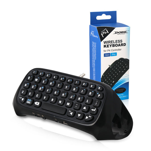 Black Bluetooth gamepad keyboard attachment for PS4 controllers, featuring a full QWERTY layout for easy text input. - Image 12