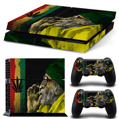 Camouflage skin set for PS4 console and two controllers, featuring a green, brown, and black textured pattern. - Image 24