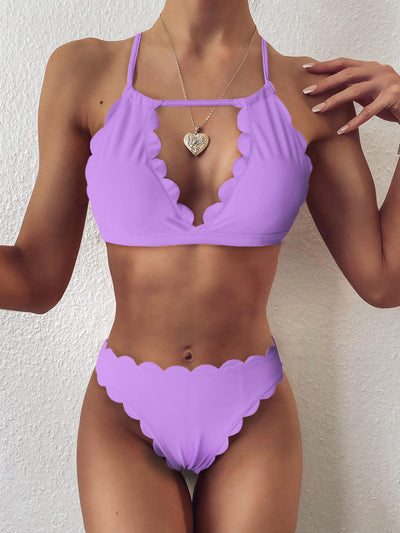 Bikini Estampado Leopardo con Encaje y Diseño Dividido para Mujer - Image 9
