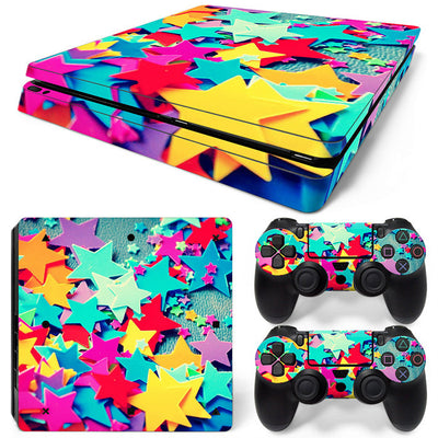 Hot pink and black leopard print skin set for PS4 Slim console and two controllers. - Image 34