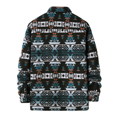 Chaqueta Camisa de Lana a Cuadros Estilo Étnico para Hombre - Image 8