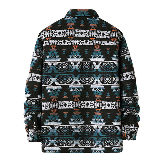Chaqueta Camisa de Lana a Cuadros Estilo Étnico para Hombre - Image 8