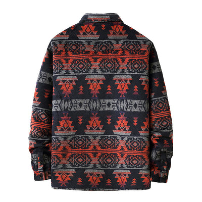 Chaqueta Camisa de Lana a Cuadros Estilo Étnico para Hombre - Image 10