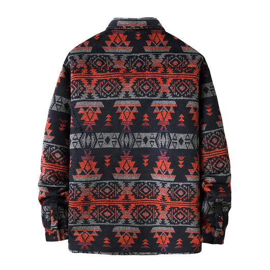 Chaqueta Camisa de Lana a Cuadros Estilo Étnico para Hombre - Image 10