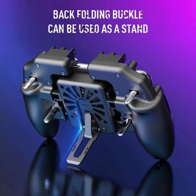 Black M11 mobile gaming controller with cooling fan and four silver trigger buttons for smartphones. - Image 9