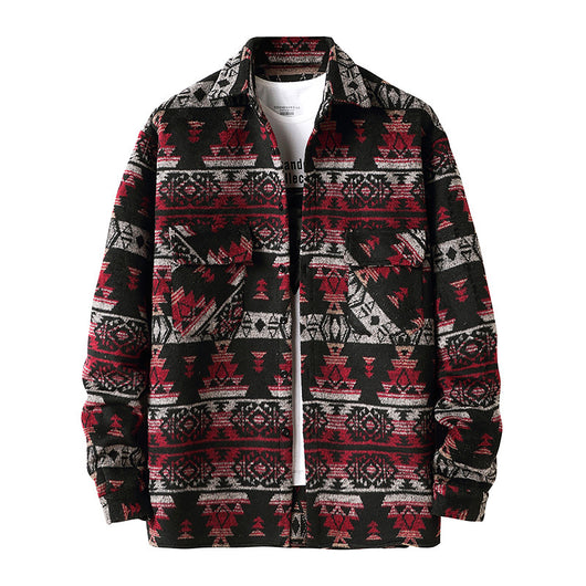Chaqueta Camisa de Lana a Cuadros Estilo Étnico para Hombre - Image 11
