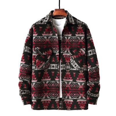 Chaqueta Camisa de Lana a Cuadros Estilo Étnico para Hombre - Image 13