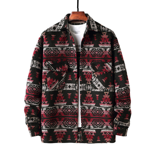 Chaqueta Camisa de Lana a Cuadros Estilo Étnico para Hombre - Image 13