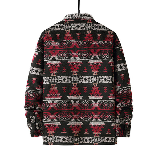 Chaqueta Camisa de Lana a Cuadros Estilo Étnico para Hombre - Image 14