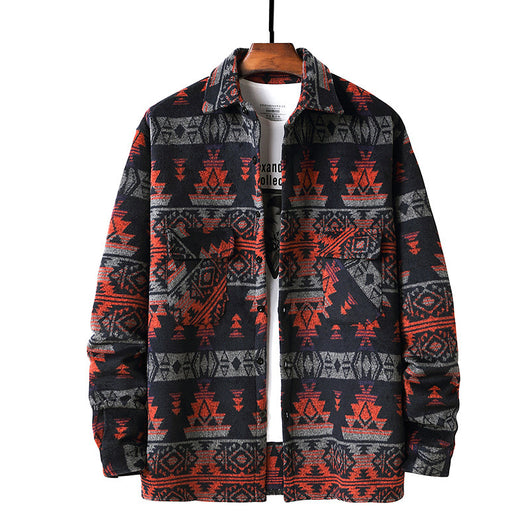 Chaqueta Camisa de Lana a Cuadros Estilo Étnico para Hombre - Image 15