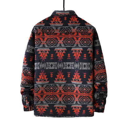 Chaqueta Camisa de Lana a Cuadros Estilo Étnico para Hombre - Image 16