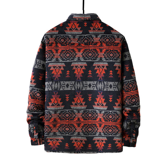 Chaqueta Camisa de Lana a Cuadros Estilo Étnico para Hombre - Image 16