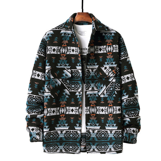 Chaqueta Camisa de Lana a Cuadros Estilo Étnico para Hombre - Image 17