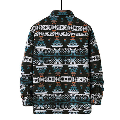 Chaqueta Camisa de Lana a Cuadros Estilo Étnico para Hombre - Image 18