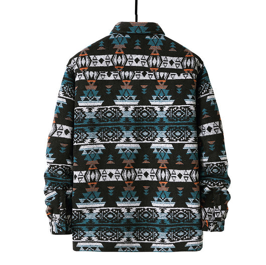 Chaqueta Camisa de Lana a Cuadros Estilo Étnico para Hombre - Image 18